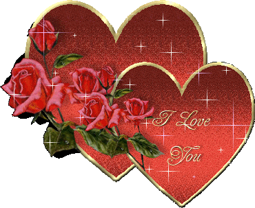 Анимация Сердце,Красивы розы и два сердечка